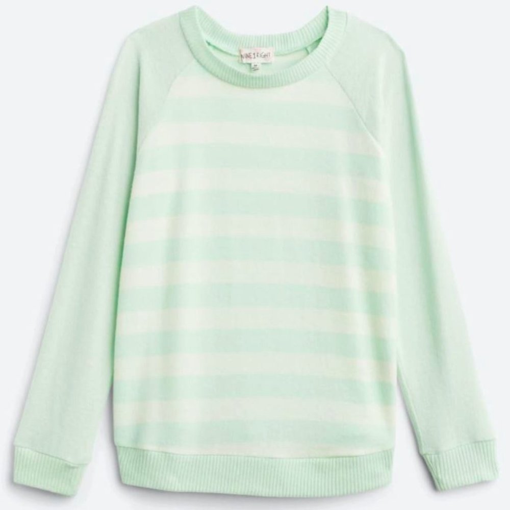 (NWT) Girl's NINE ONE EIGHT Margie Contrast Sleeve Top - Mint, Large